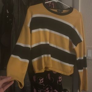 Striped long sleeve crop top